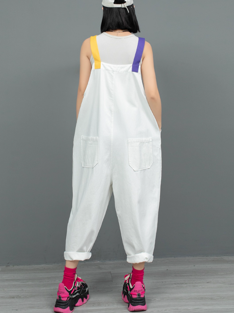 Women's  White Simple  Overall 