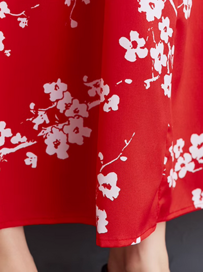 Women's Everyday Wear Stand Collar Printed A-Line Dress