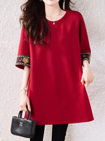 A-Line Tunic Top with Embroidered Cuffs