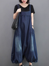 Women's  Relaxed Fit Wide Leg Bib Dungarees