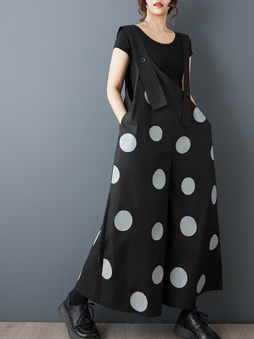 Modern Polka Dot Pinafore Dress with Wide A-line, Sculptural Silhouett Eva Trends Modern Polka Dot Pinafore Dress with Wide A-line, Sculptural Silhouett Eva Trends