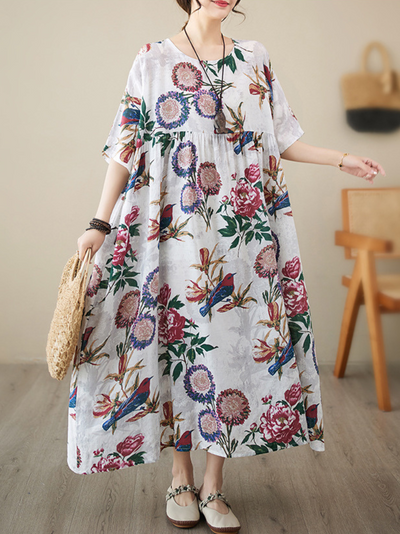 Women's Round Neck Smock Dress