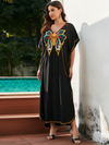 Women's Comfort and Elegance Embroidered Holiday Loose Kaftan Dress