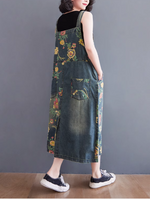 Loose Fit Women's Floral Denim Overalls for Summer