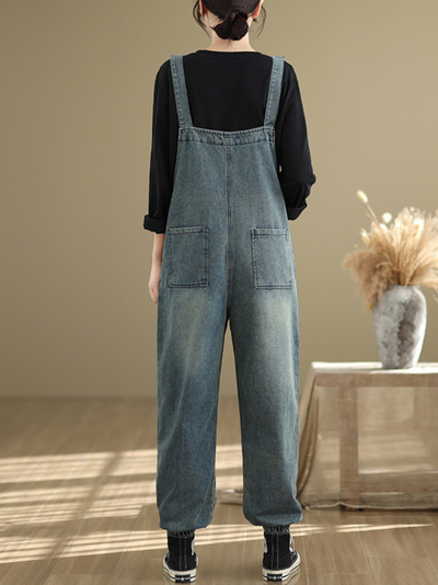 Women New Artical Three-Dimensional Pocket  Dungarees