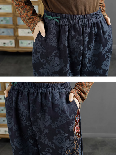 Women's Elegance Elastic Pattern Embroidered Bottom