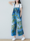 Women's Comfortable Printed Front and Back Pockets Dungarees