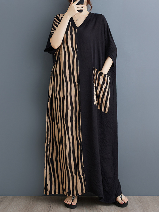 Front boutonnée d'été pour femmes grandes poches Kaftan robe