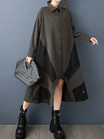 City-Chic Confidence Shirt Dress — Relaxed Silhouette with Modern Mesh Detail