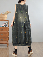 Everyday Ease Denim Dress — Artful Embroidery, Effortless Fit and Pockets