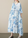 Women's Blue Floral Smock Dress