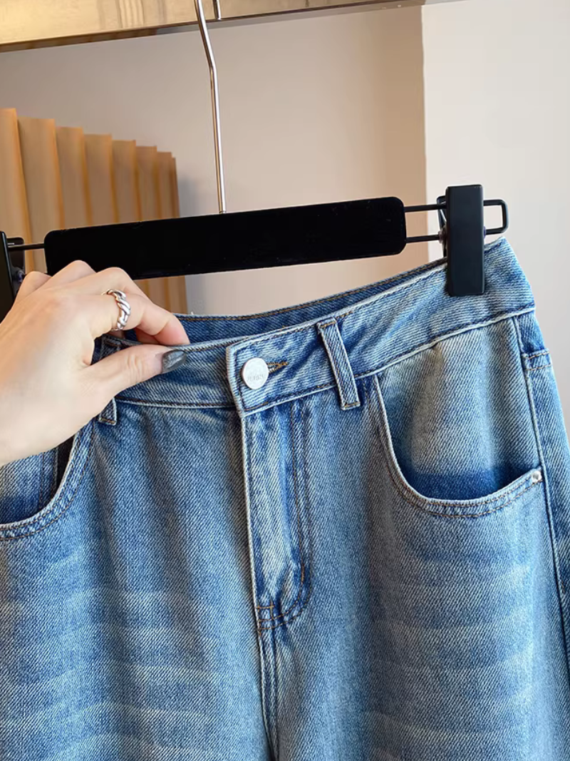 High-Rise Lace-Trim Denim Culottes, Relaxed Wide-Leg Jeans in Soft Cotton