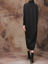Plus Size Knitted Loose Bat Sleeve Stripe Midi Dress for Women