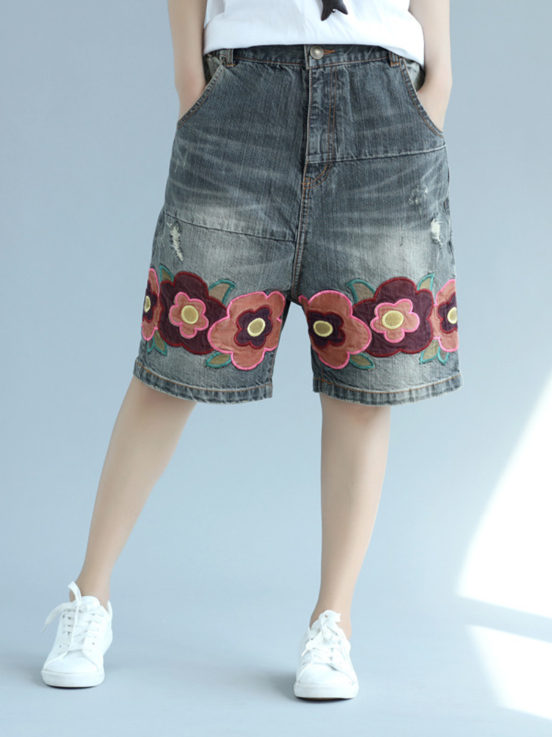 Women's Party Glam Shorts Embroidered Flower Pants Bottom