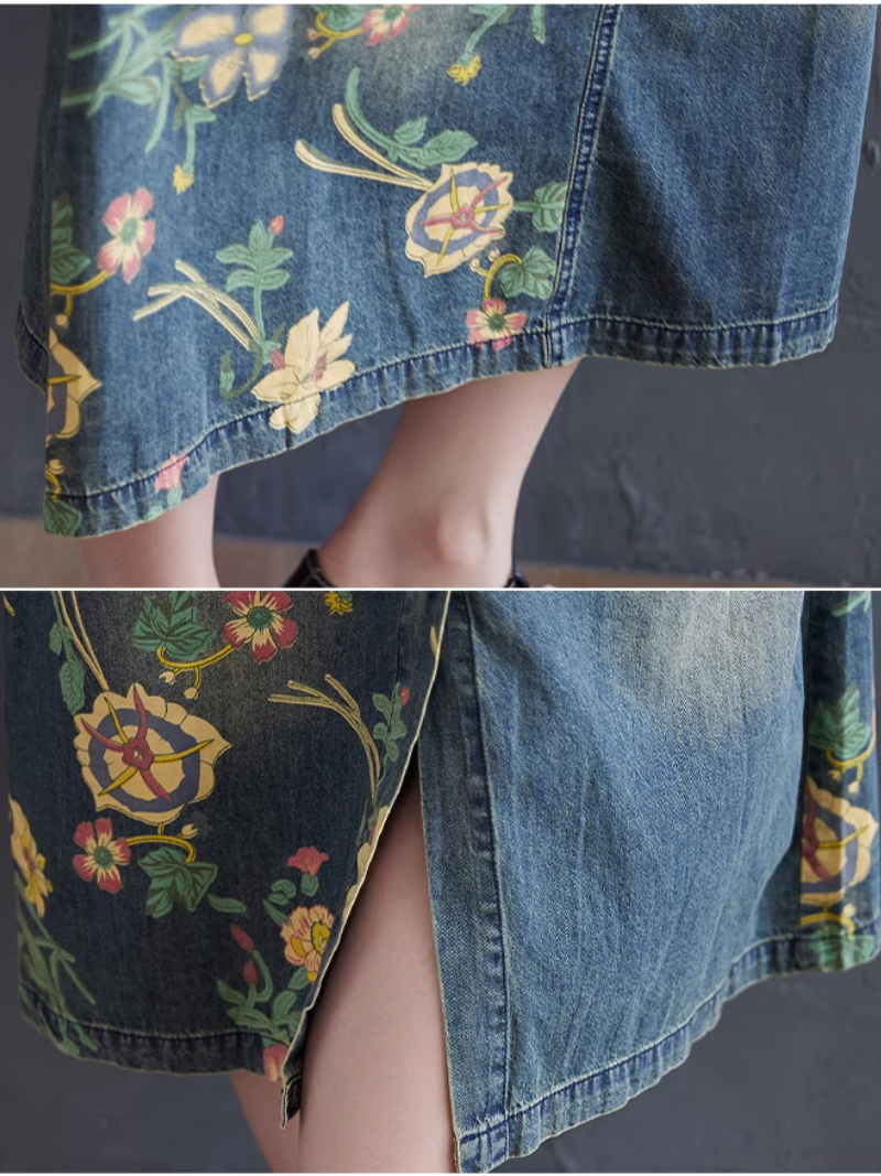 Loose Fit Women's Floral Denim Overalls for Summer