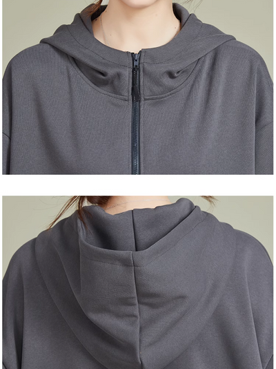 Women's Trendy and Versatile Zipper Long Hooded Dress