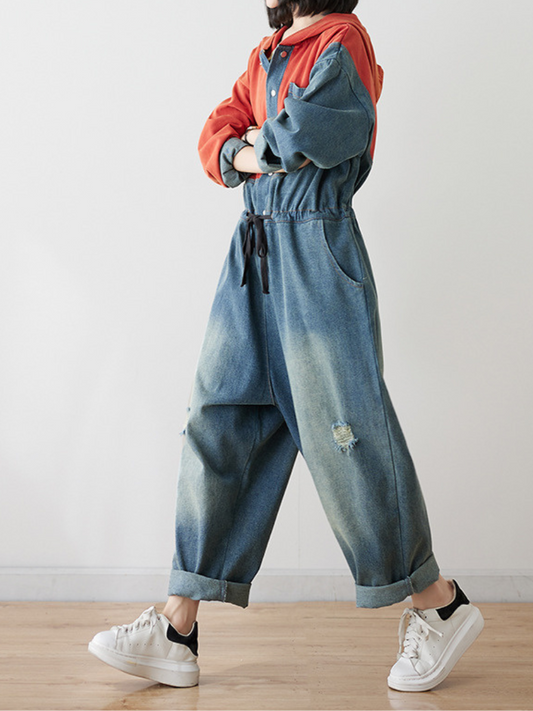 Women's  Hoodie Dungarees