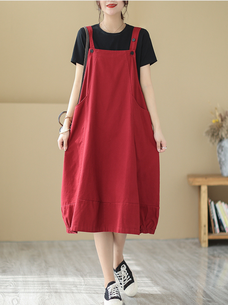 Women's Red Salopette Dress
