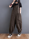 Women's Comfy Solid Color Large Pocket Overalls Dungarees
