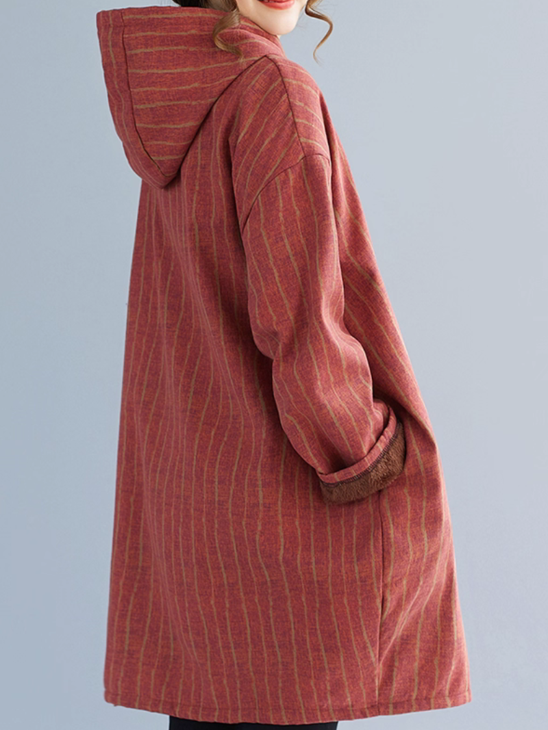 Striped Cotton Hooded Tunic Dress, Relaxed Oversized Minimal Weekend Chic