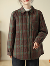 Women's Winter Warm Plaid Button-Up Coat