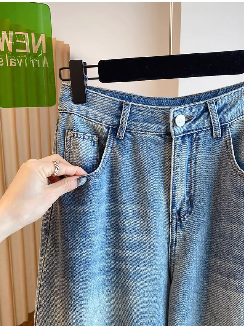 High-Rise Lace-Trim Denim Culottes, Relaxed Wide-Leg Jeans in Soft Cotton