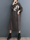 Women's Beauty Knitted Sweater Flower Midi Dress