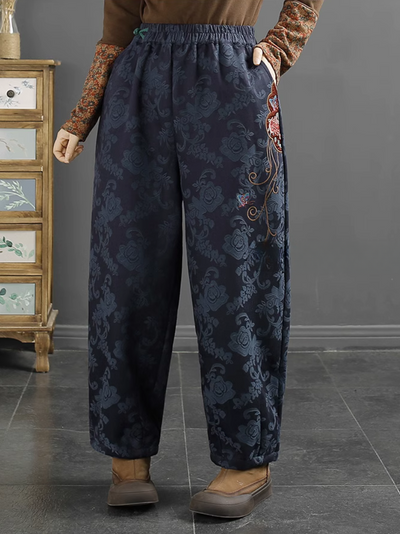 Women's Elegance Elastic Pattern Embroidered Bottom