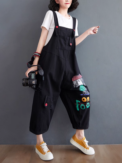 Women Black  Dungarees