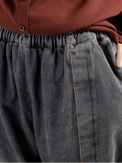 Women's Stylish Versatile Elastic Waist Pocket Harem Bottom