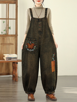 cotton loose fit overalls for women