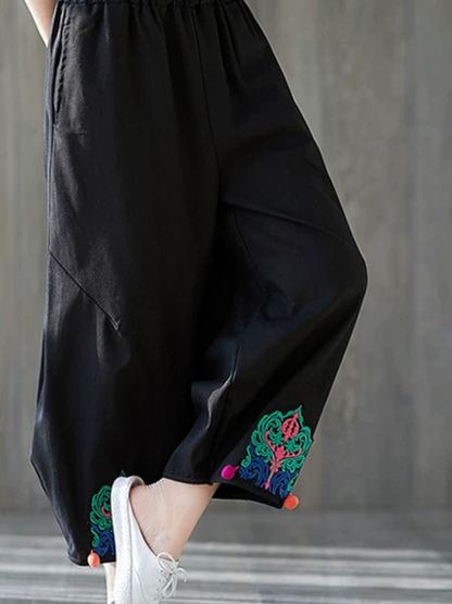 Breezy Weekend Confidence Linen Pants — Embroidered Hem, Effortless, Flattering Fit