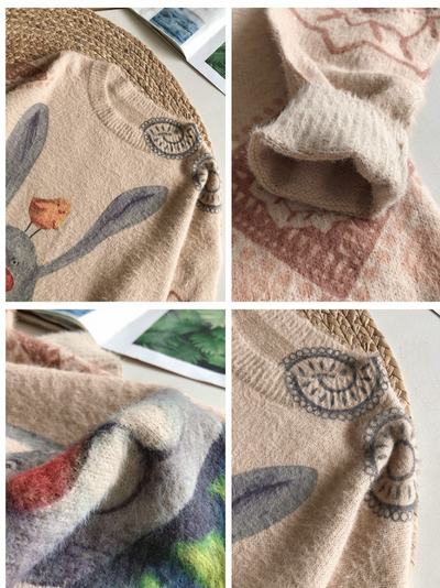 Cute and Cuddly Women's  Rabbit Cartoon Sweater