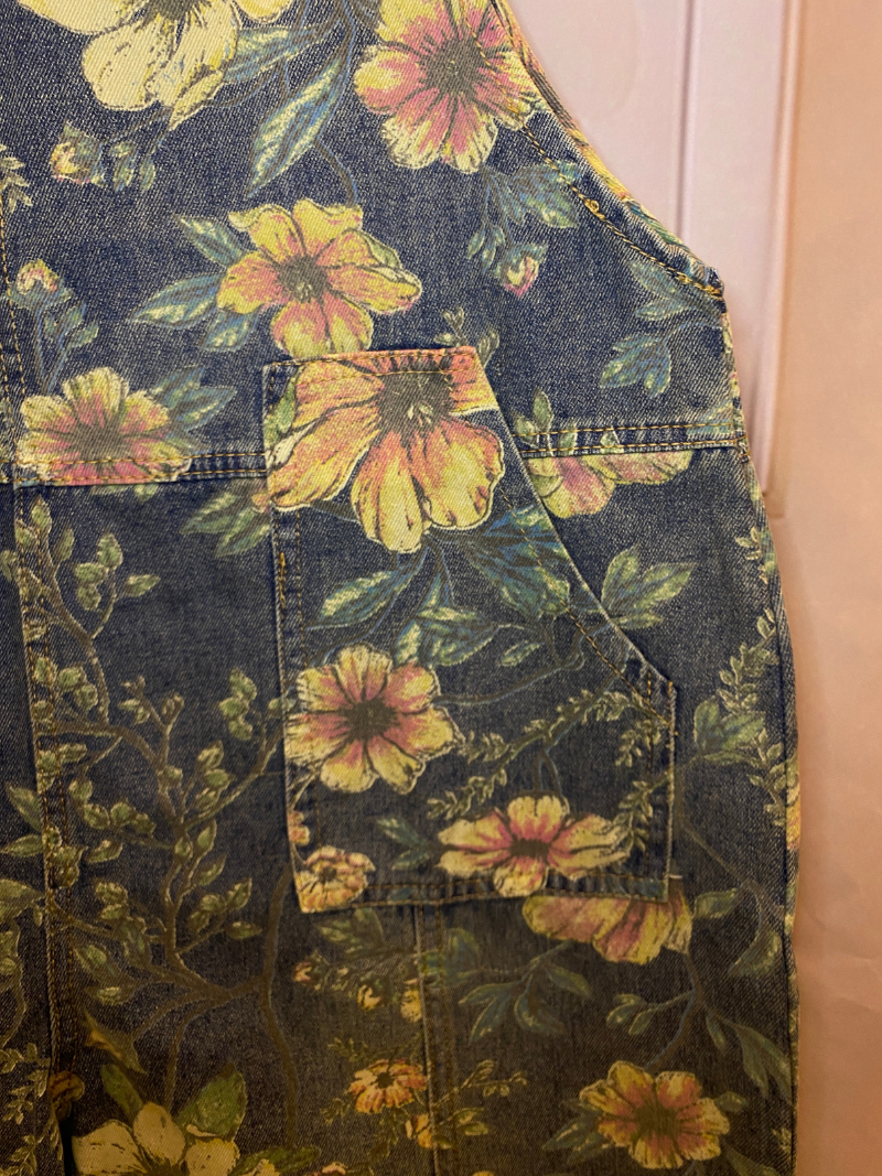 Wildflower Print Dungarees - Loose Tapered Leg Fit