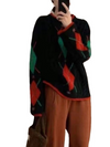 Women's Comfy Winter Christmas Color-Blocked Sweater