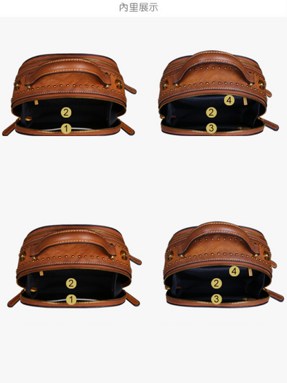 Spacious leather bag for women