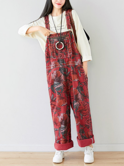 Women's Dreamy Printed Large Size Overalls Dungarees