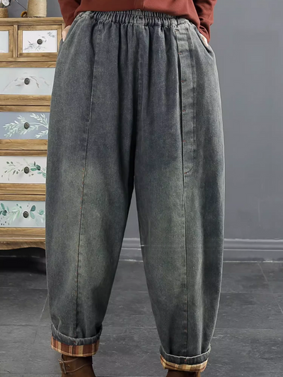 Women's Stylish Versatile Elastic Waist Pocket Harem Bottom