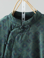 Linen-Cotton Wrap Blouse with Mandarin Collar