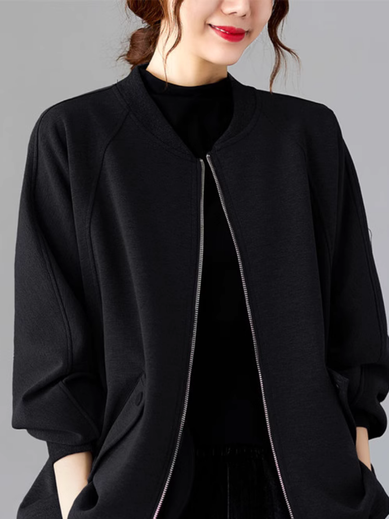 Women's Cozy and Stylish Side Pockets Zipper Jacket