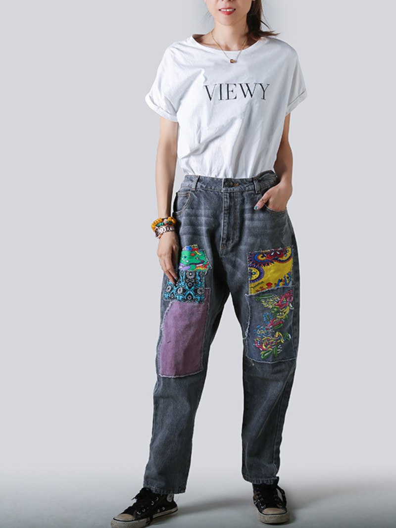 Women's Printed Patch Pants Bottom