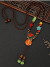 Chinese Aesthetic Ethnic Style Chain Women's Retro Hand-woven Chinese Style Ceramic Necklace Pendant