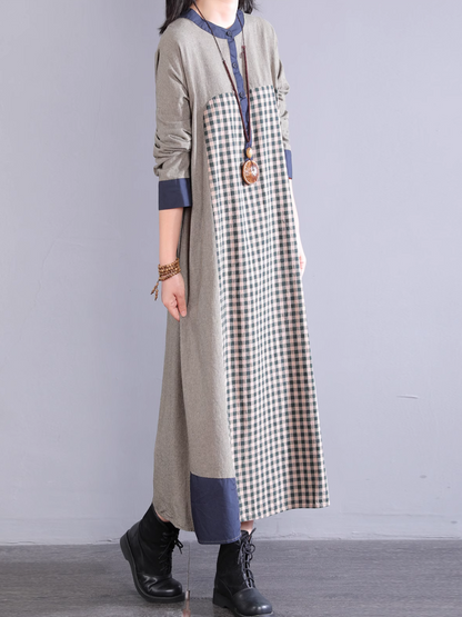 Midi length plaid dress outfit
