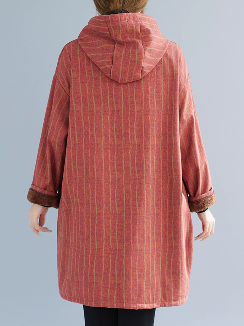 Striped Cotton Hooded Tunic Dress, Relaxed Oversized Minimal Weekend Chic