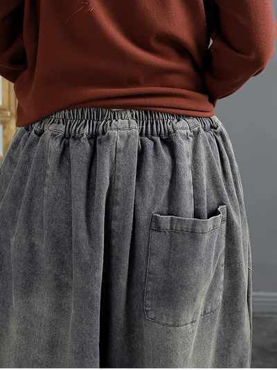 Women's Stylish Versatile Elastic Waist Pocket Harem Bottom