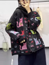 Women's Winter Print Cartoon Loose knitted Warm Cardigan
