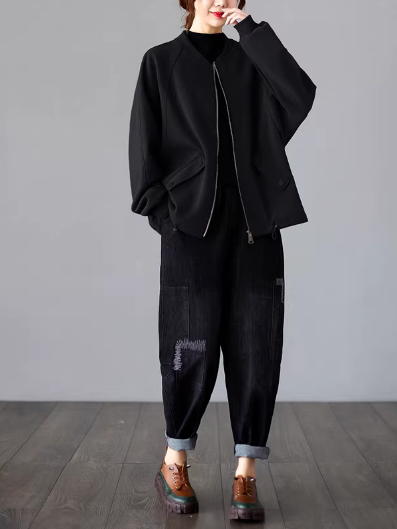 Women's Cozy and Stylish Side Pockets Zipper Jacket