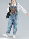 Women Breezy Summer Vibes Baggy Ripped Hole Overalls Dungarees