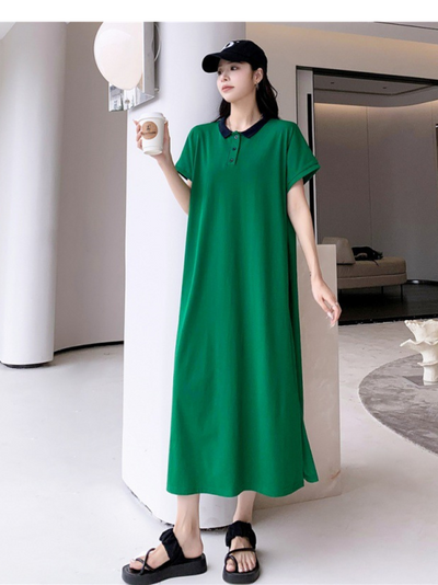 Women's Green Collar Shirt Dress