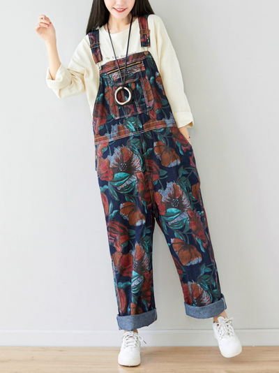 Women's Dreamy Printed Large Size Overalls Dungarees